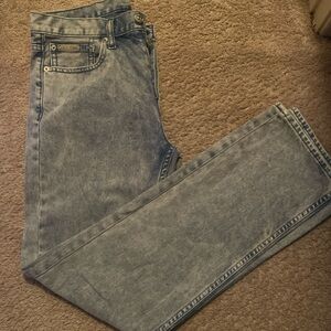 Calvin Klein Blue Straight Jeans with Vintage Distressed Look